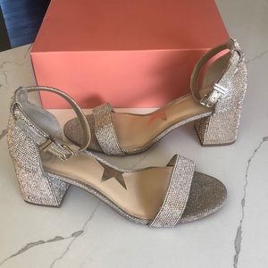 Gianni Bini Bling Rhinestone Embellished Ankle Strap Block Heel Sandal